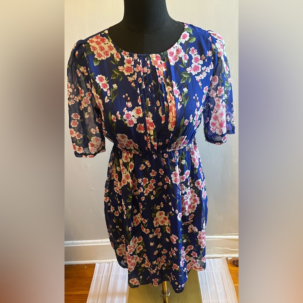 Paper Plane London Romantic Garden Floral Peasant Style Design Lined Dress (S)